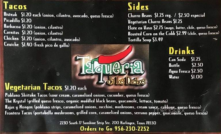 Taqueria De Los Dichos - Harlingen, TX menu_pic