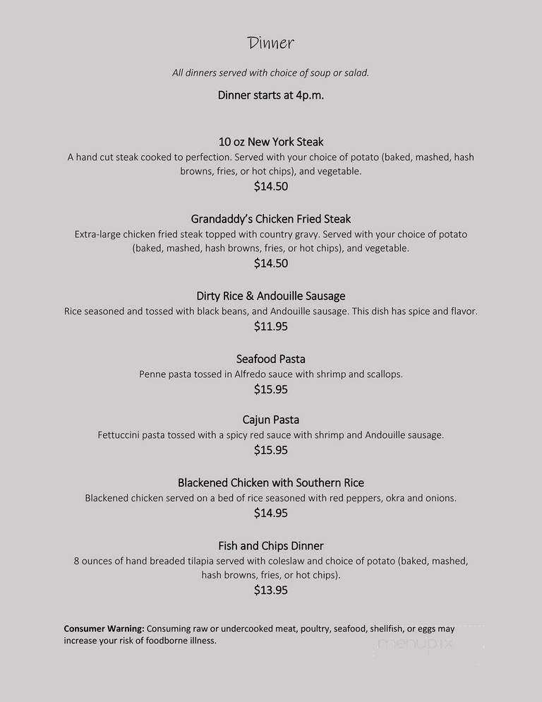 Rusty Rooster - Priest River, ID menu_pic