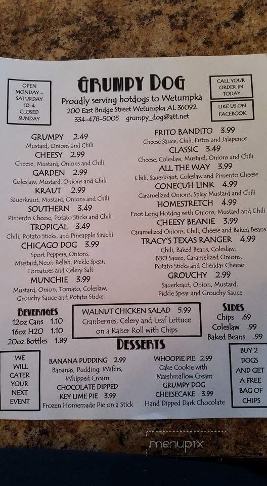 The Hot Dog Place - Prattville, AL menu_pic