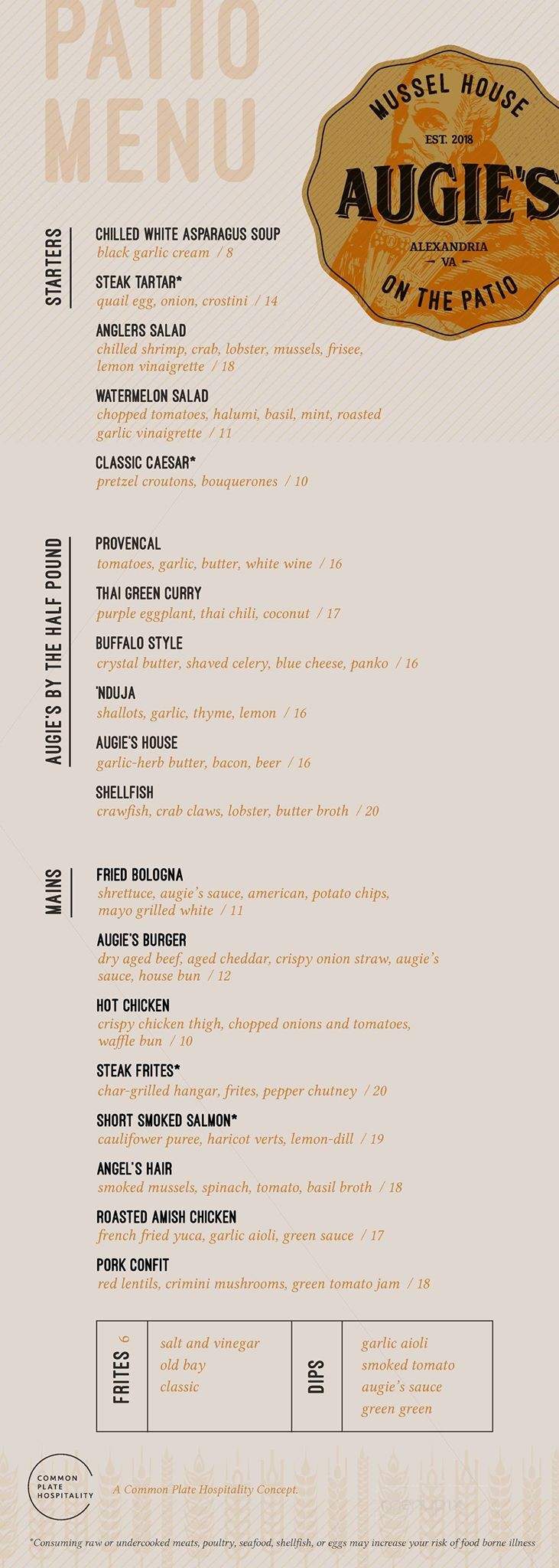 Augie's Mussel House & Patio - Alexandria, VA menu_pic
