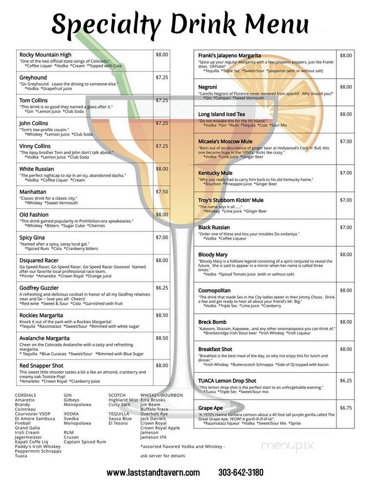 Last Stand Tavern - Golden, CO menu_pic