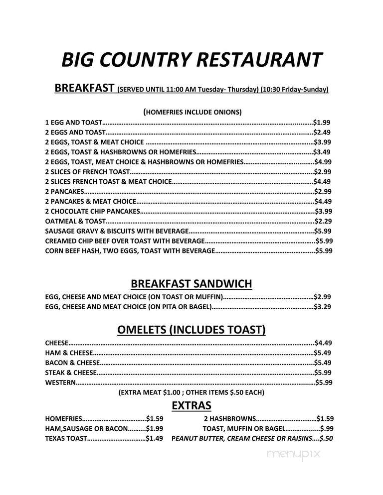 Big Country Restaurant - Knox, PA