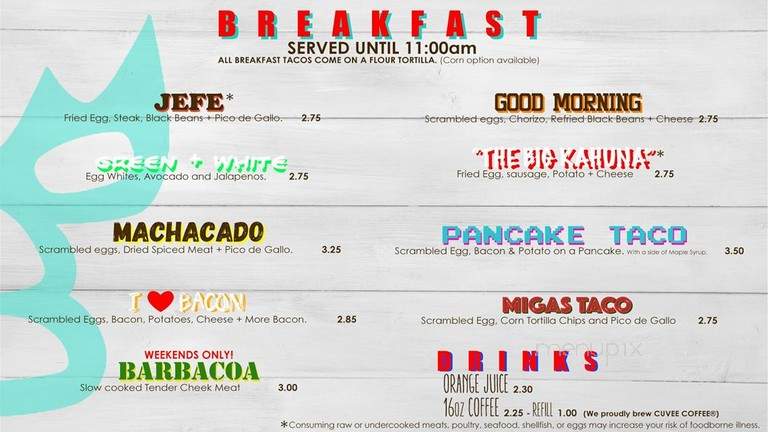 One Taco - Austin, TX menu_pic