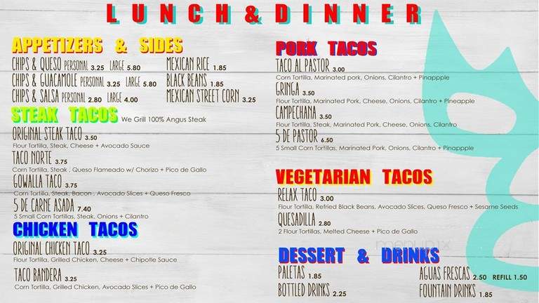 One Taco - Austin, TX menu_pic