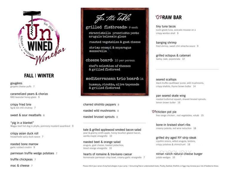 UnWined Wine Bar & Kitchen - Baldwin Place, NY menu_pic