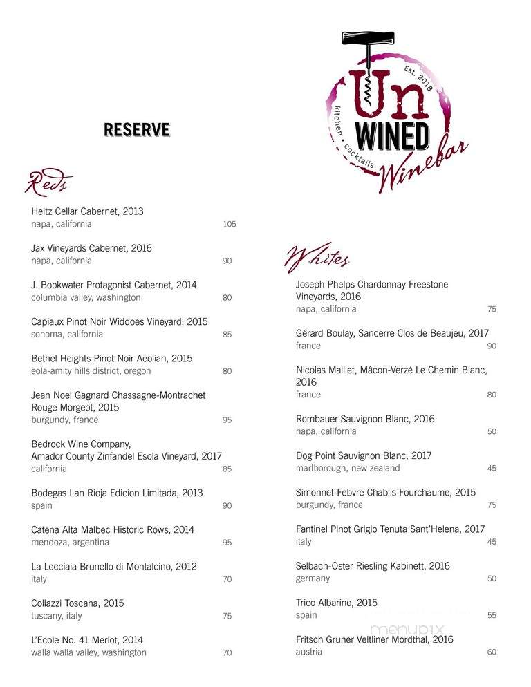 UnWined Wine Bar & Kitchen - Baldwin Place, NY menu_pic