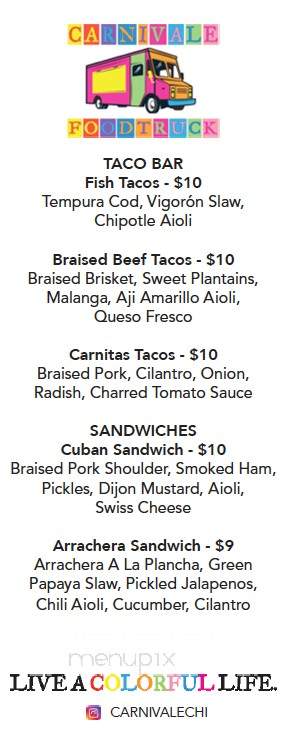 Carnivale Food Truck - Chicago, IL menu_pic