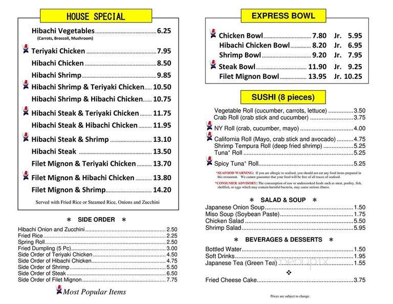 Miyabi's menu clearance