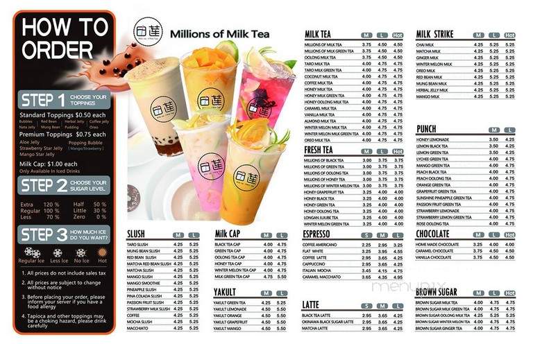 Millions Of Milk Tea - Monroe, OH menu_pic
