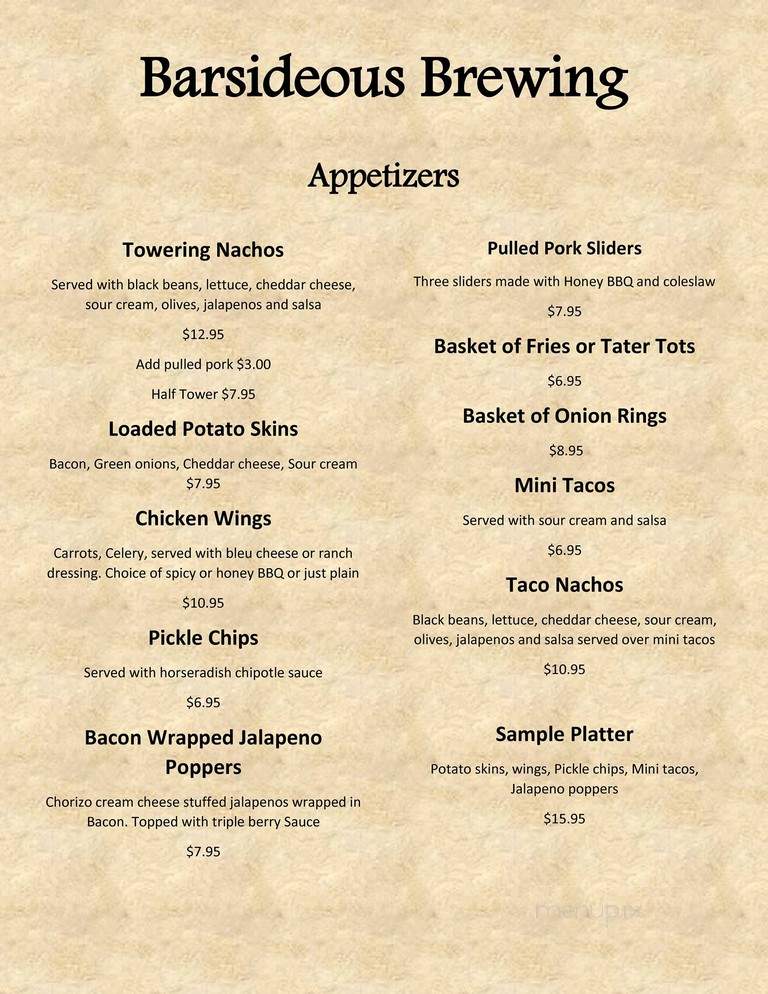 Barsidious Brewing - Lebanon, OR menu_pic