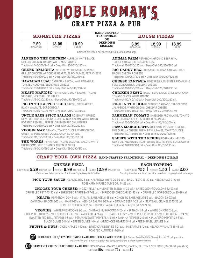 Noble Romans Craft Pizza & Pub - Fishers, IN menu_pic