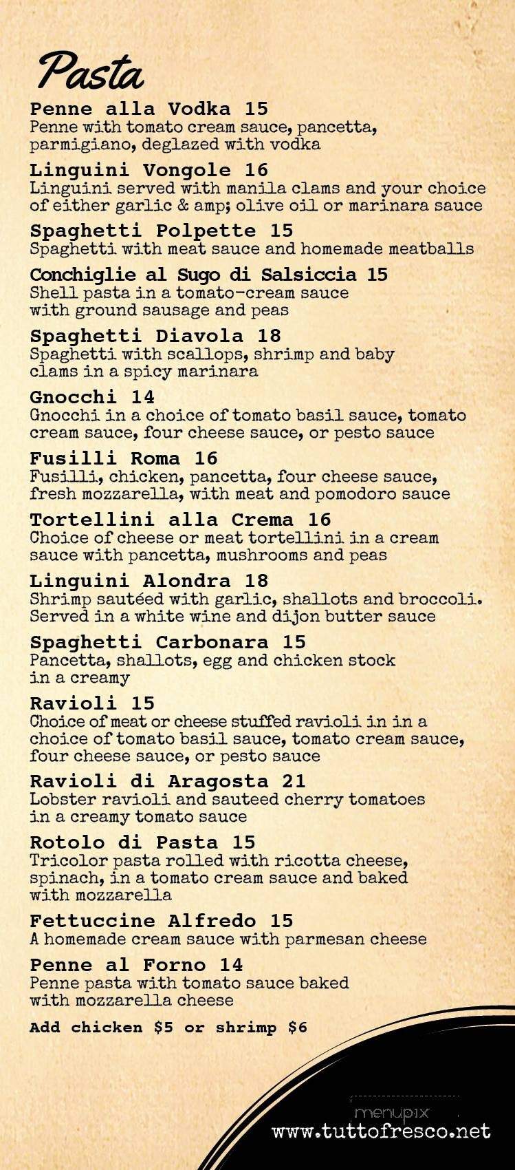 Tutto Fresco - Chicago, IL menu_pic