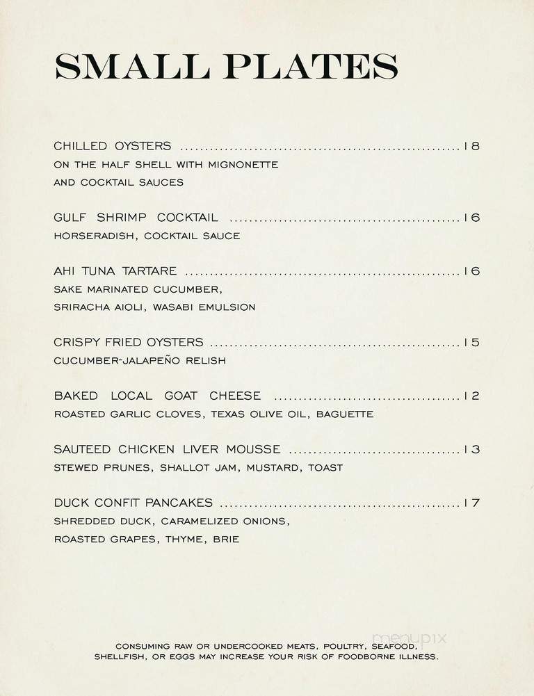 Perle on Maple at the Stoneleigh - Dallas, TX menu_pic