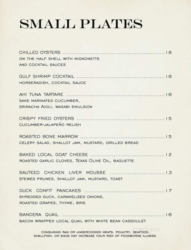 Perle on Maple at the Stoneleigh - Dallas, TX menu_pic