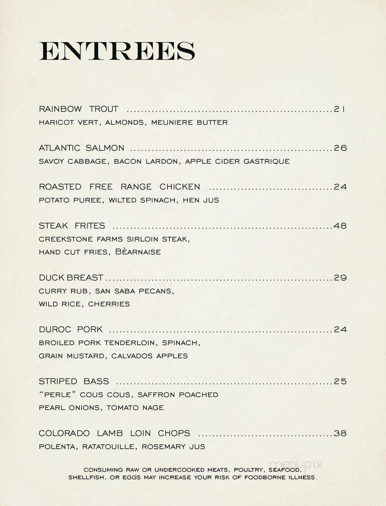 Perle on Maple at the Stoneleigh - Dallas, TX menu_pic