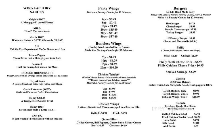 The Wing Factory East - Memphis, TN menu_pic