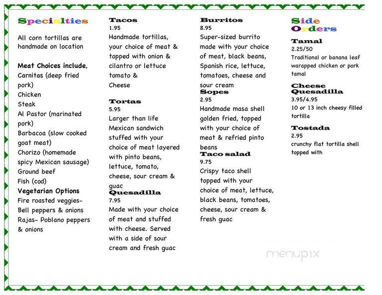 Guac Mexican Grill - Roselle, IL menu_pic