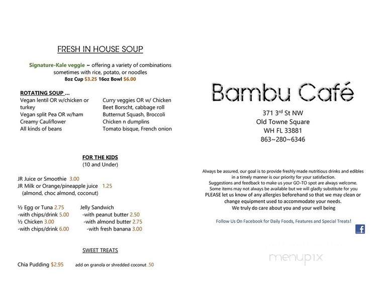 Bambu Cafe - Winter Haven, FL menu_pic