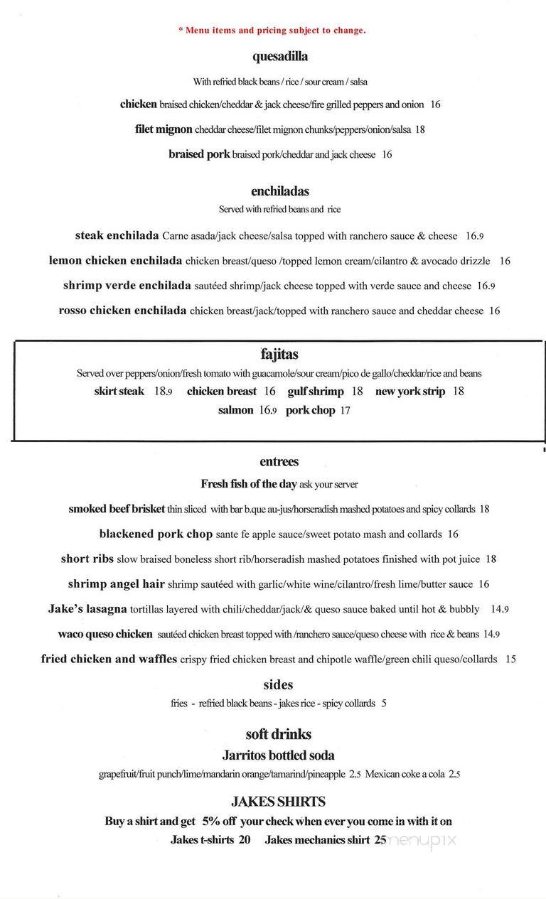 Jake's Tex Mex - Vero Beach, FL menu_pic