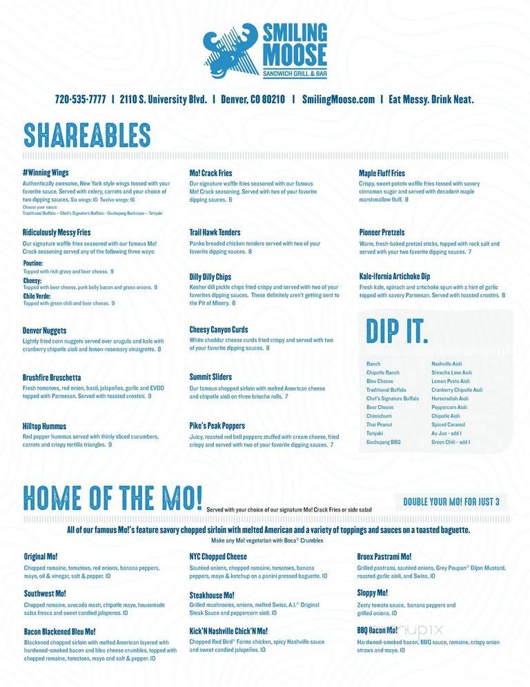 Smiling Moose Sandwich Grill & Bar - Denver, CO menu_pic