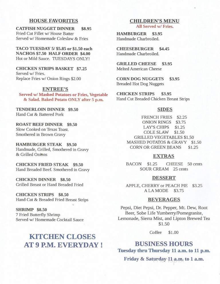 2 doors down - Lathrop, MO menu_pic