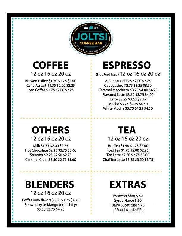 Jolts Coffee Bar - Tracy, CA menu_pic