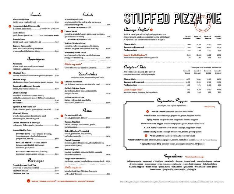 Nancy's Pizzeria - Raleigh, NC menu_pic