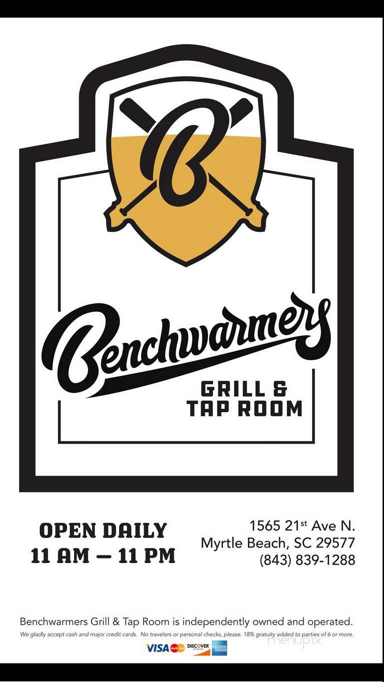 Benchwarmers - Myrtle Beach, SC menu_pic