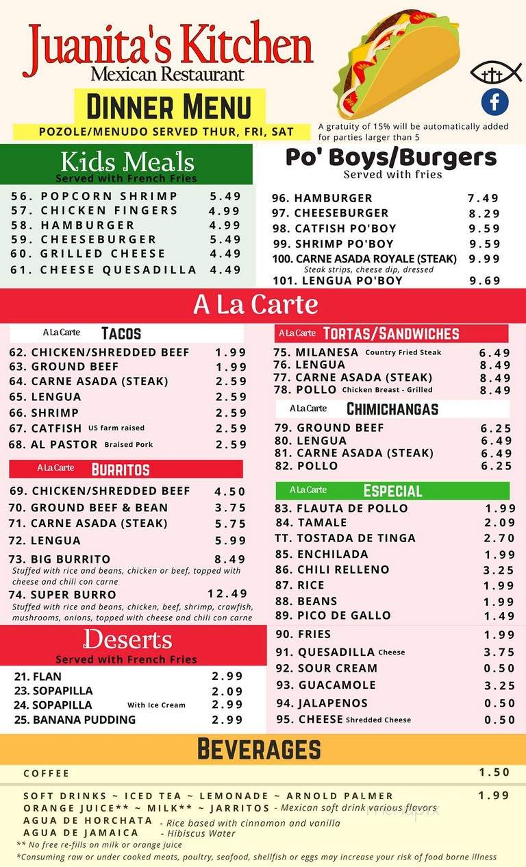 Menu Of Juanita S Kitchen In Pascagoula Ms Menu Of Juanita S Kitchen In Pascagoula Ms