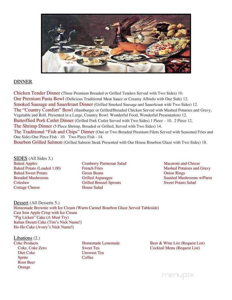 The Frog And Club Restaurant - Hillsboro, OH menu_pic
