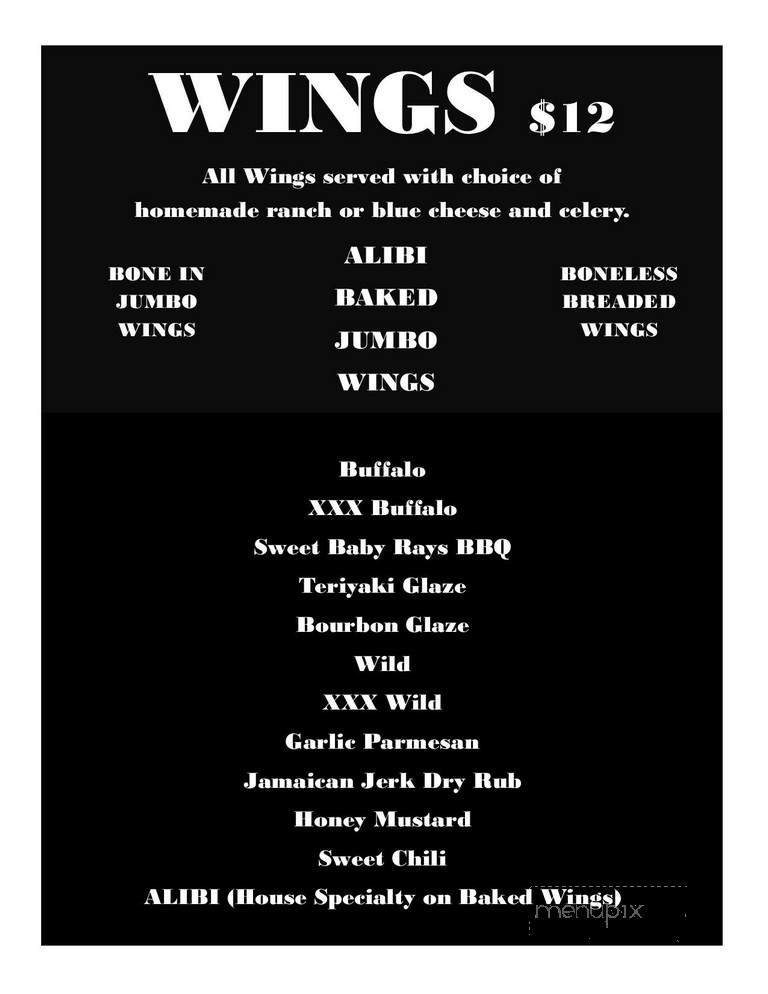 Alibi Drinkery - Lakeville, MN menu_pic