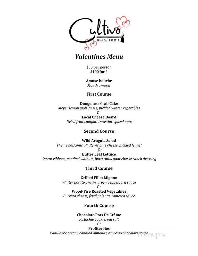 Cultivo - Ukiah, CA menu_pic