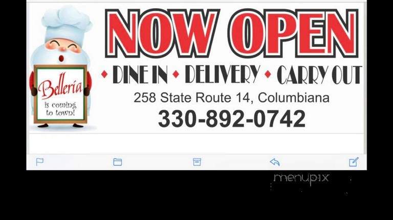 Belleria Pizza & Italian Restaurant - Columbiana, OH menu_pic