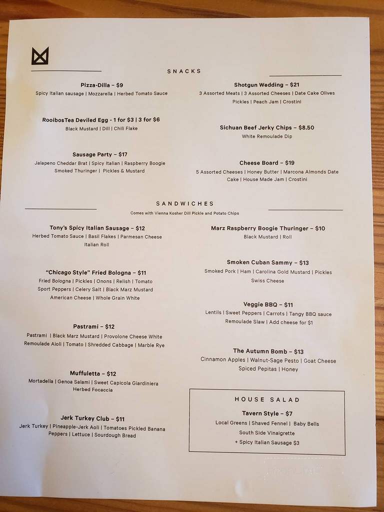 Marz Community Brewing - Chicago, IL menu_pic