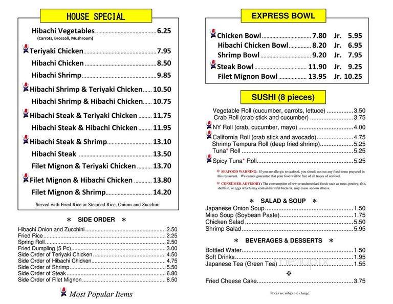 Menu of Miyabi Jr Express in Florence, SC 29501