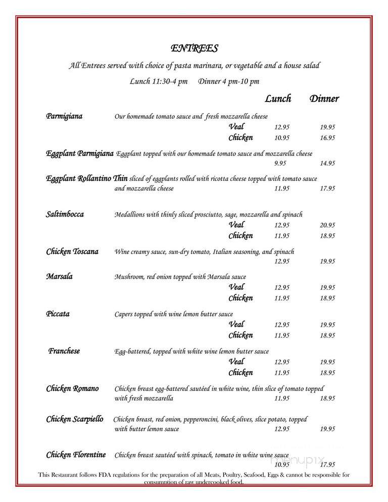Tuscan Italian Restaurant and Pizzeria - Willowick, OH menu_pic