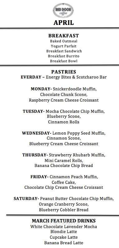 Red Door Coffee - West Point, NE menu_pic