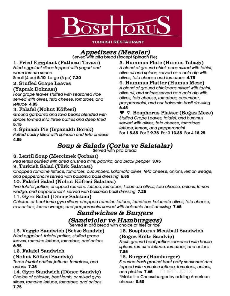 Bosphorus - Englewood, CO menu_pic