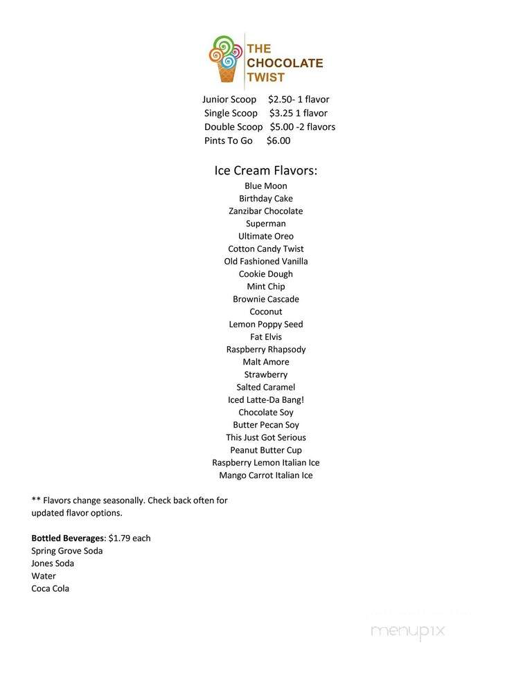The Chocolate Twist - Rochester, MN menu_pic