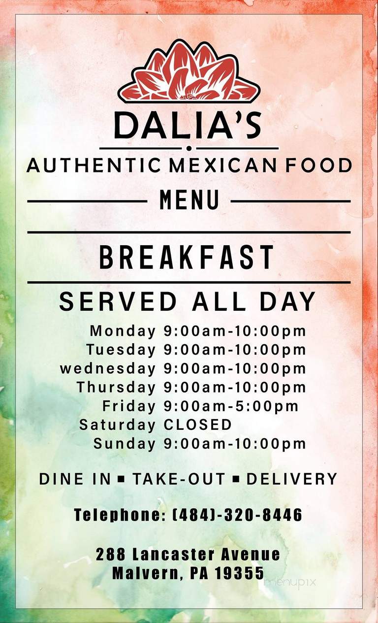 Dalia's Authentic Mexican Food - Malvern, PA menu_pic