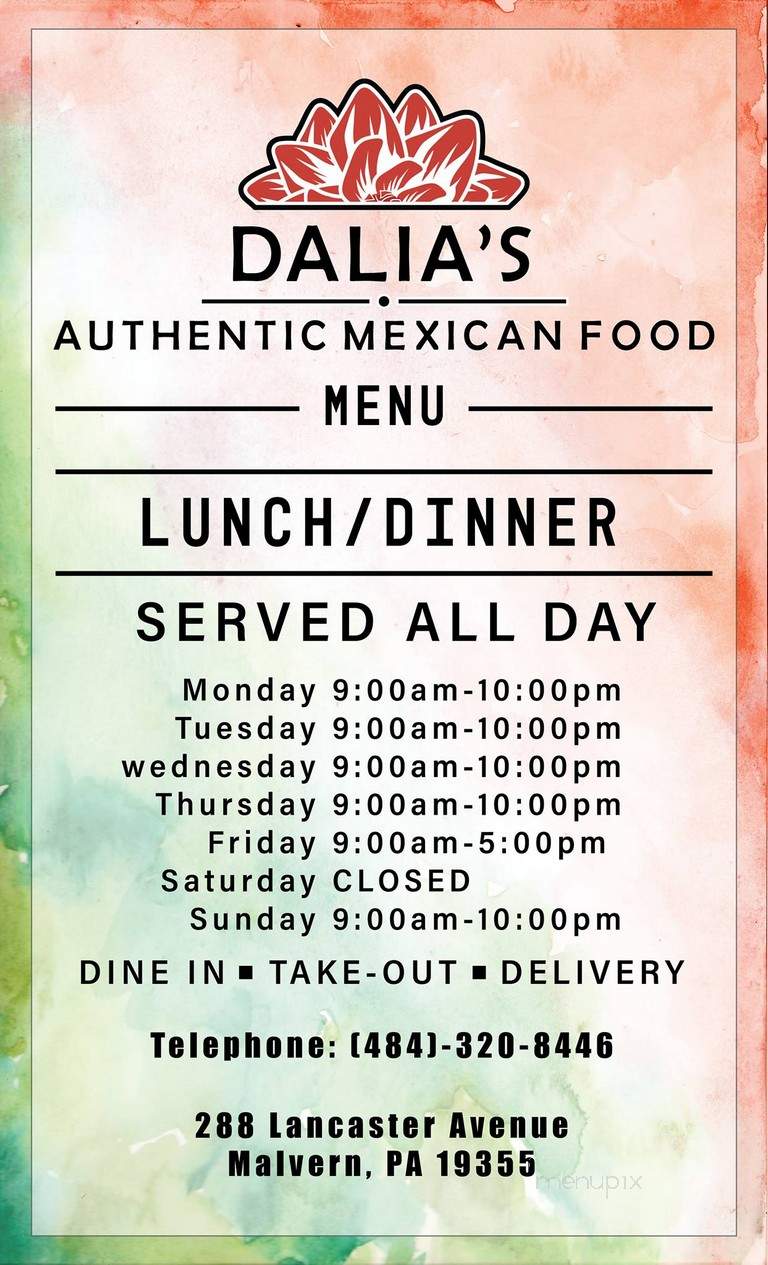 Dalia's Authentic Mexican Food - Malvern, PA menu_pic