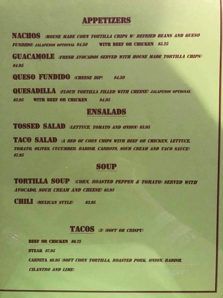 Margarita's - Philippi, WV menu_pic