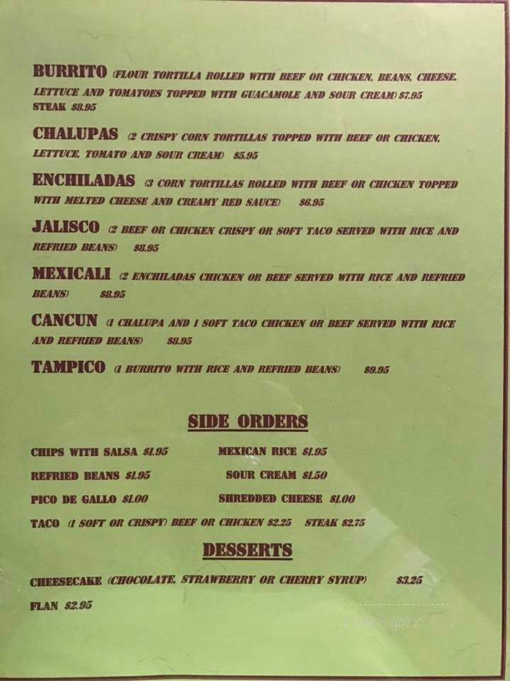 Margarita's - Philippi, WV menu_pic
