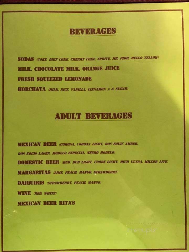 Margarita's - Philippi, WV menu_pic