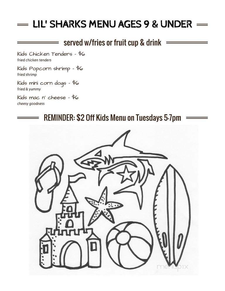 Shark Shack Beach Bar And Grill - Galveston, TX menu_pic