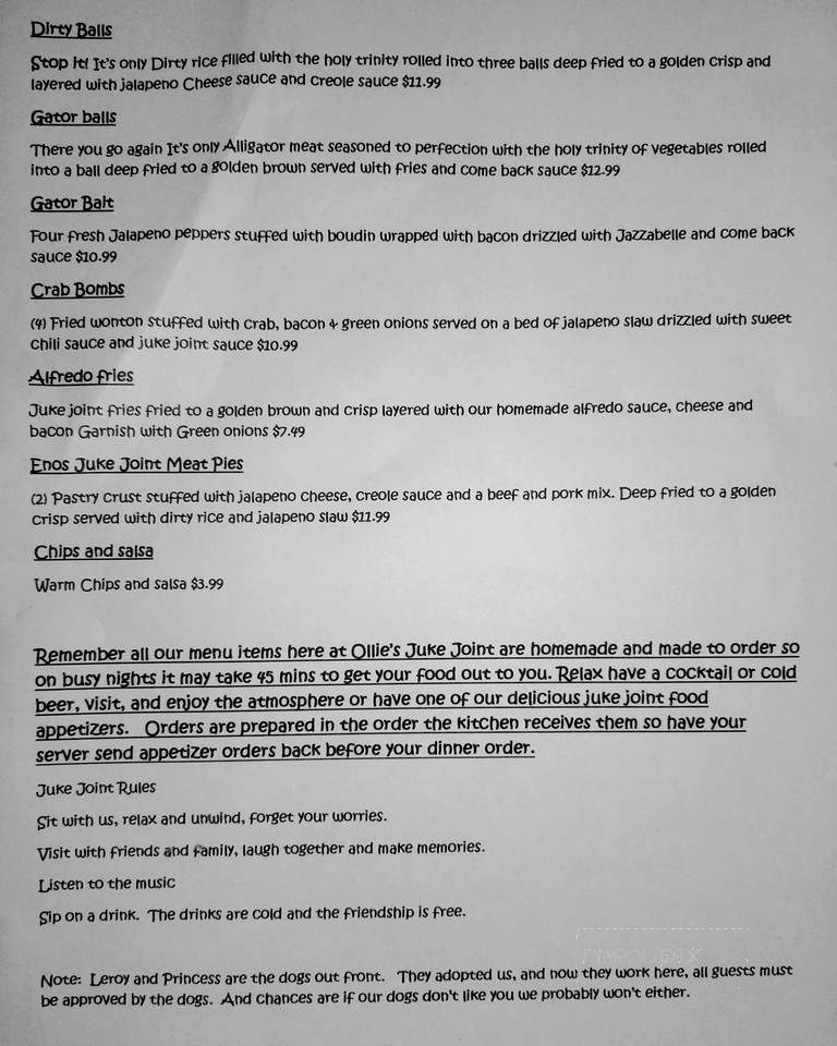 Ollie's Juke Joint and Cafe - Kingston, OK menu_pic
