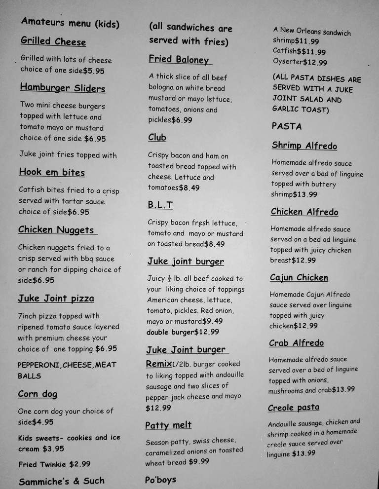 Ollie's Juke Joint and Cafe - Kingston, OK menu_pic