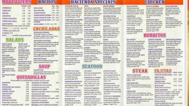 Hacienda San Antonio - Carrollton, GA menu_pic