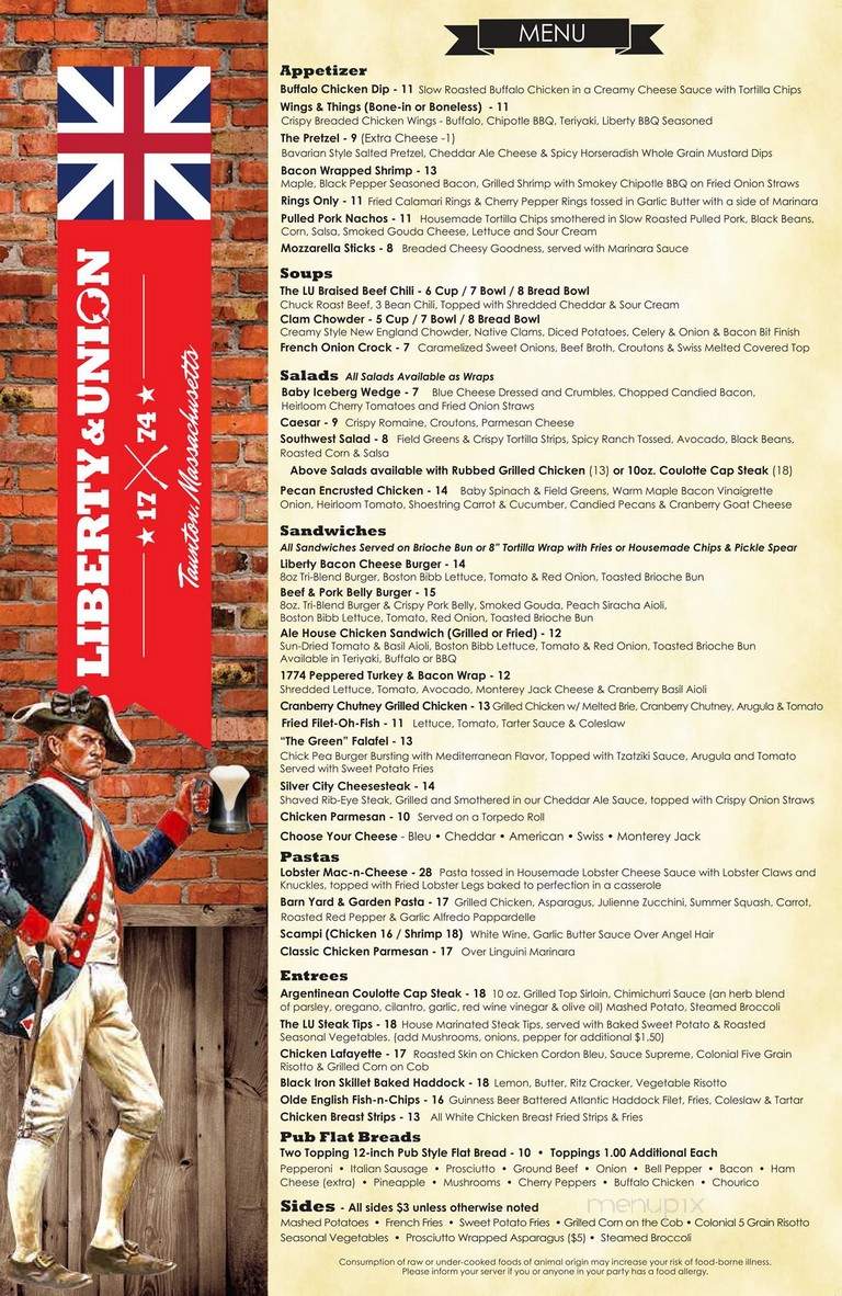 Liberty & Union Alehouse - Taunton, MA menu_pic