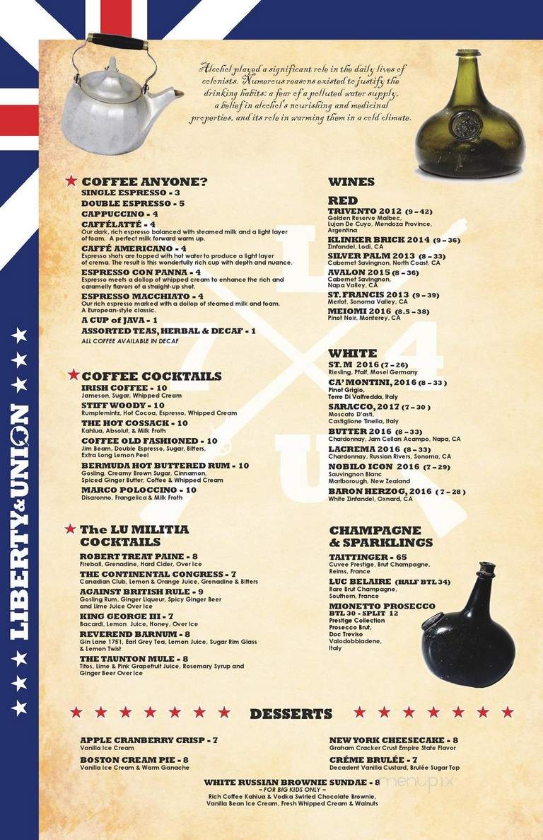 Liberty & Union Alehouse - Taunton, MA menu_pic